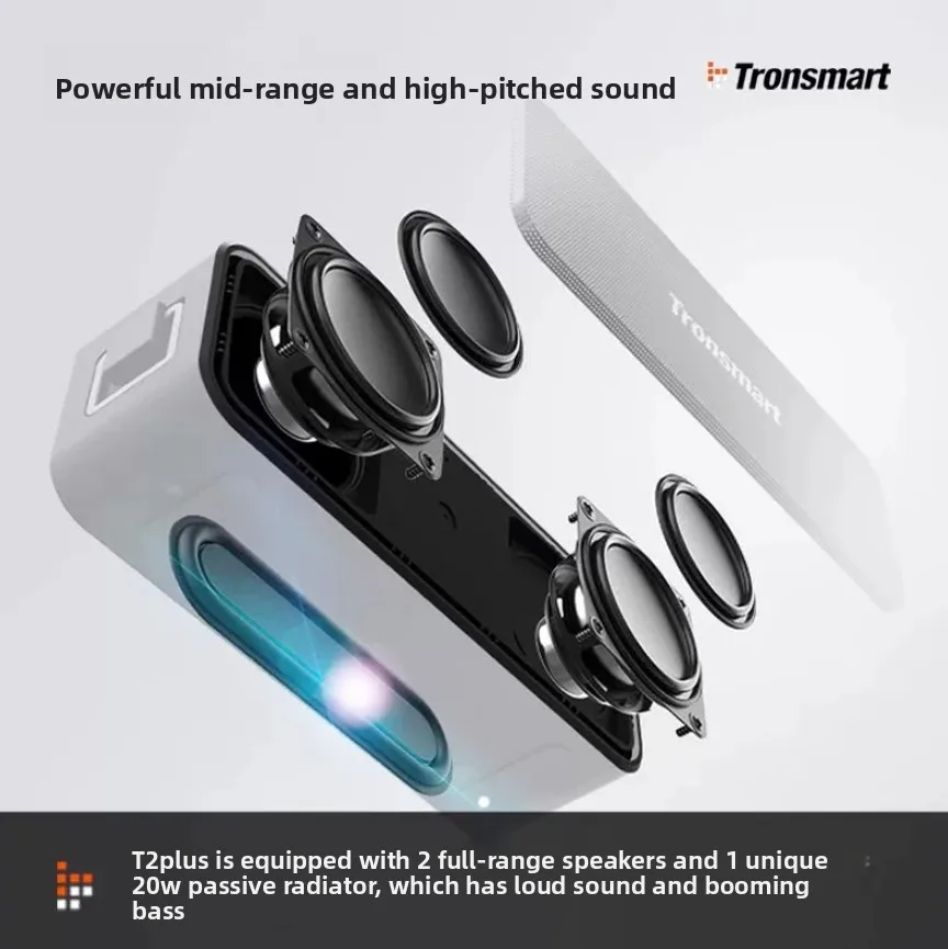 Фото Портативная колонка Tronsmart T2 Plus 20W, водонепроницаемая по стандарту IPX7, Bluetooth 5.0, 24 часа работы от аккумулятора, голосовой помощник, NFC №2