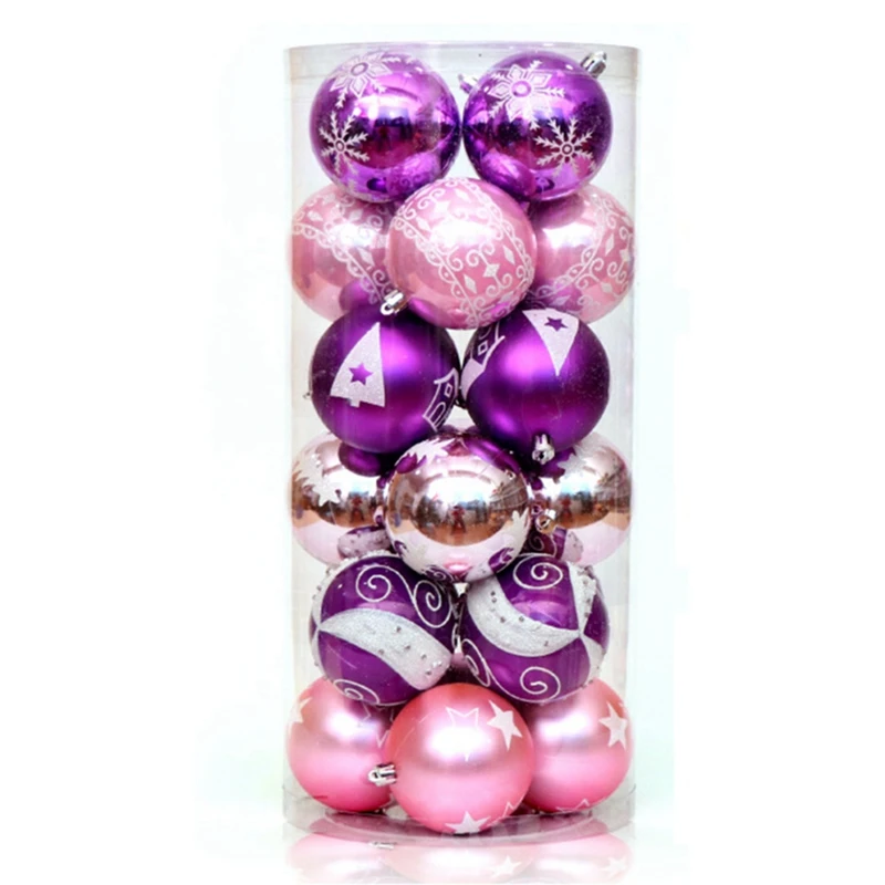 

24Pcs/Pack Painted Colorful Christmas Ball, Xmas Tree Ball Ornaments For Xmas Trees Wedding Party Decoration
