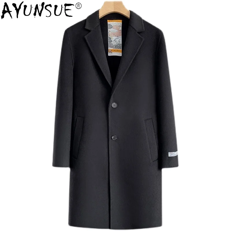 

21 зимнее плотное теплое шерстяное пальто для мужчин средней длины альбака Альпака Двусторонняя шерстяная куртка для мужчин Специальное пр...