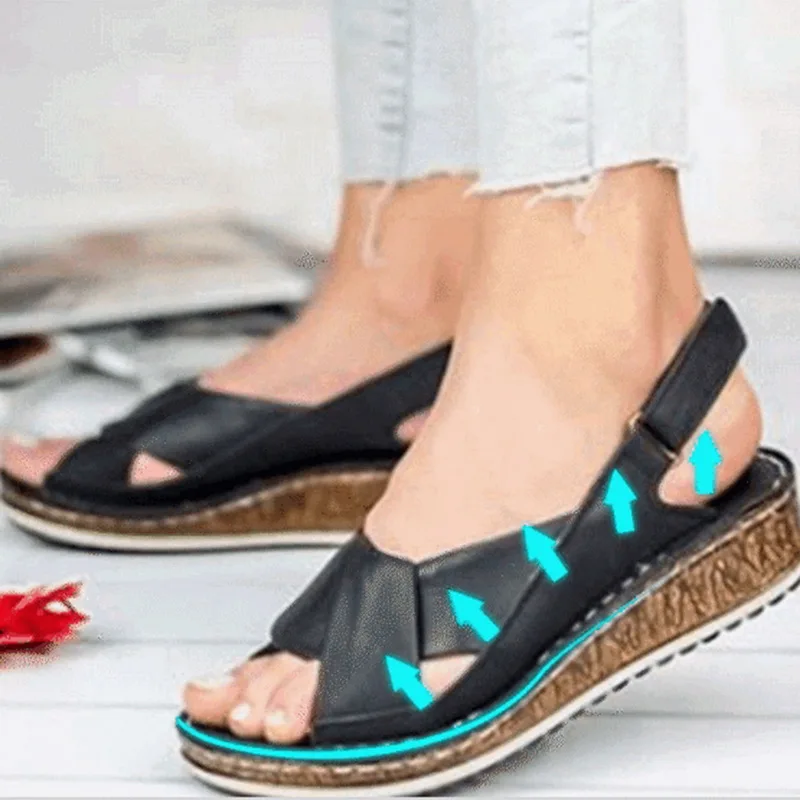 

Women Summer Sandals Female Shoes Female Peep-toe Non-slip Shoes Wedge Comfortable Sandals Slip-on Flat Sandals Female Sandalias