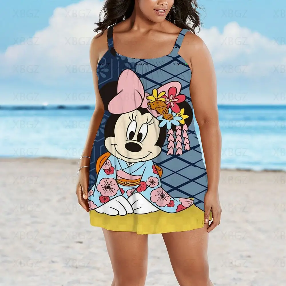 Plus Size Dresses Boho Summer Outfits Woman 2022 Cartoon Women's Free Shipping 9XL Disney Sleeveless Beach Dress Sling Loose