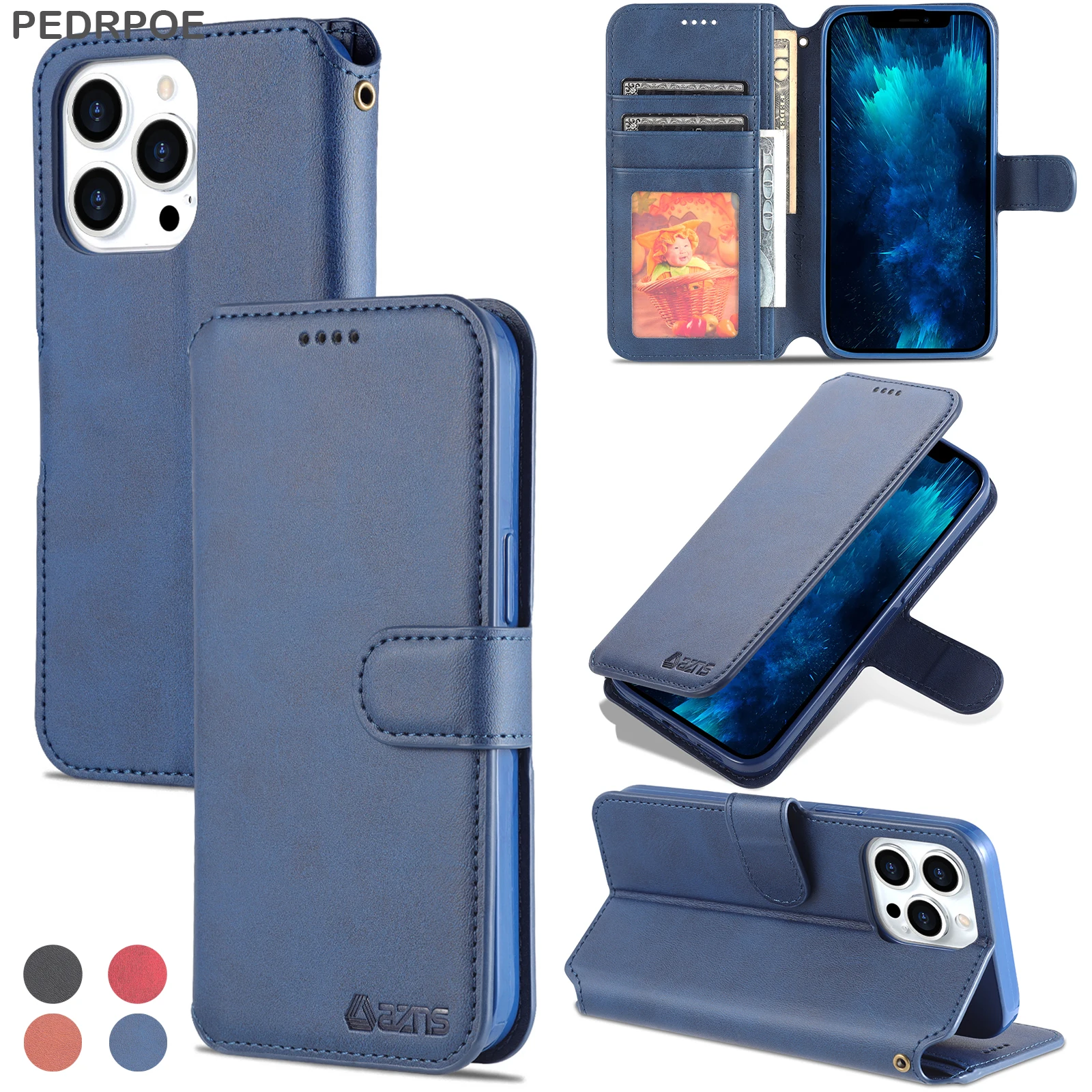 Кожаный флип-чехол для iPhone 14 Pro 12 13 Mini 11 XS MAX X XR 8 7 6s 6 Plus SE 2020