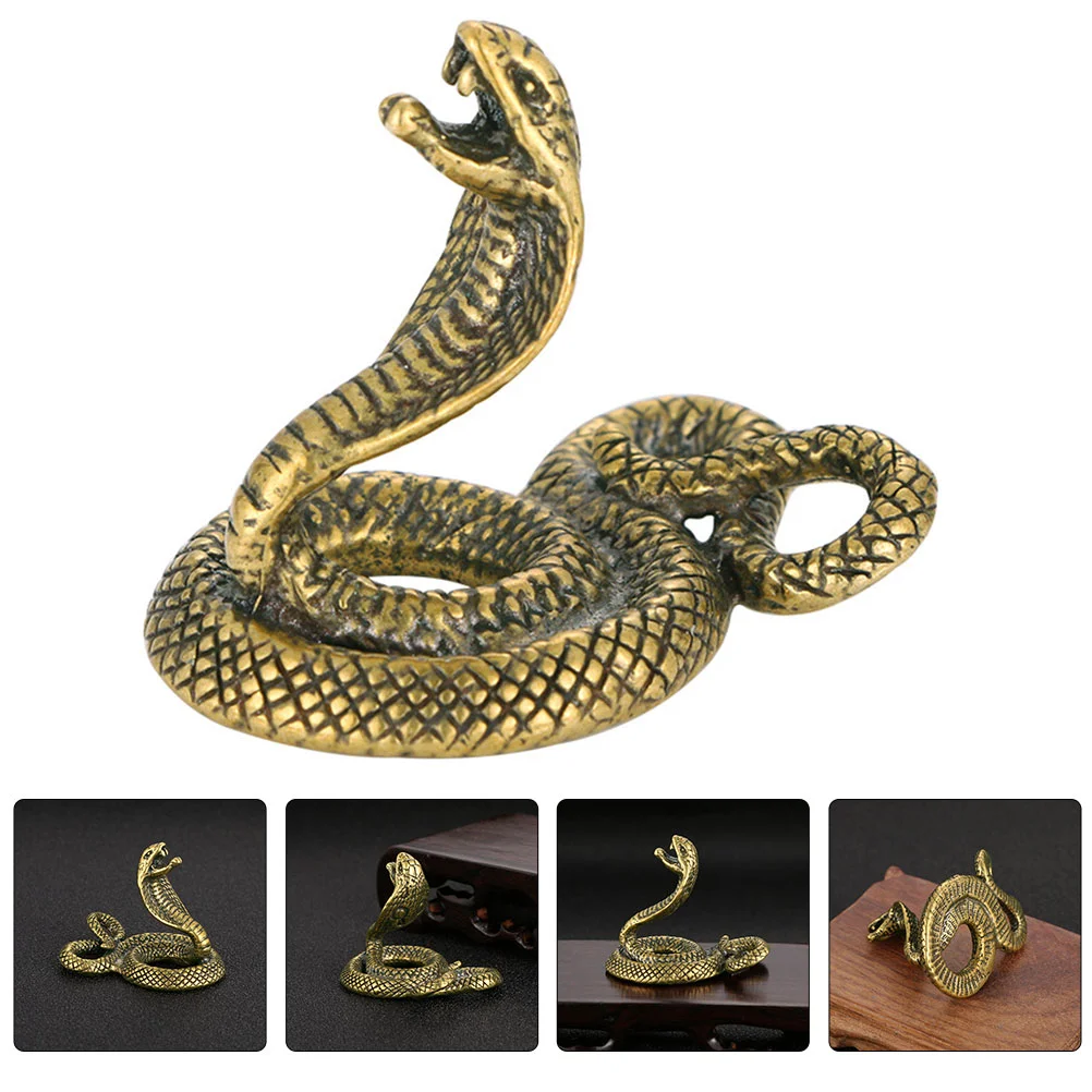 

Snake Figurine Animal Brass Statue Sculpturefengshui Figure Metalwealth Gift Vintage Model Home Centerpiece Desktop Goodcopper