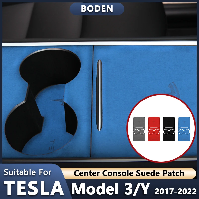 

Автомобильная наклейка, замшевая наклейка для Tesla Model 3, модель Y 2021, 2022, аксессуары, центральная консоль, красный, синий бархат, пластырь Центр...