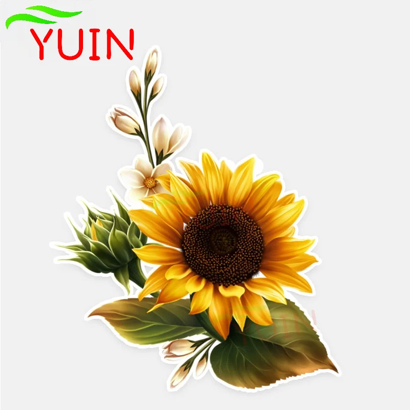 

Fashion Car Sticker Sunflower Flowers Decals PVC Bumper Decoration Accessories Motorcycle High Quality Waterproof Decal 14*12cm