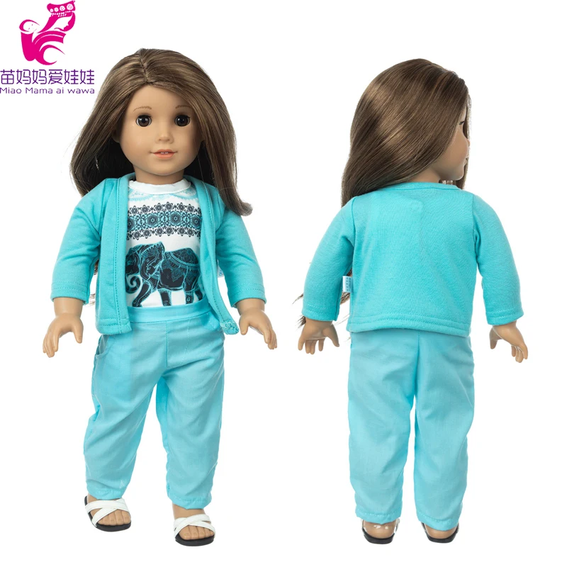 

18 Inch Girl Doll Clothes Coat Pants Set Blue Sky Set Baby Dolls Clothes