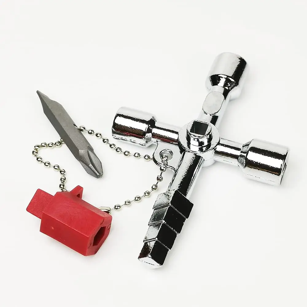 

Multi-Functiona Key Wrench Cross Switch Alloy Universal Square Wrench Tool Plumbing Multi Key for Electric Water Gas Meter Box