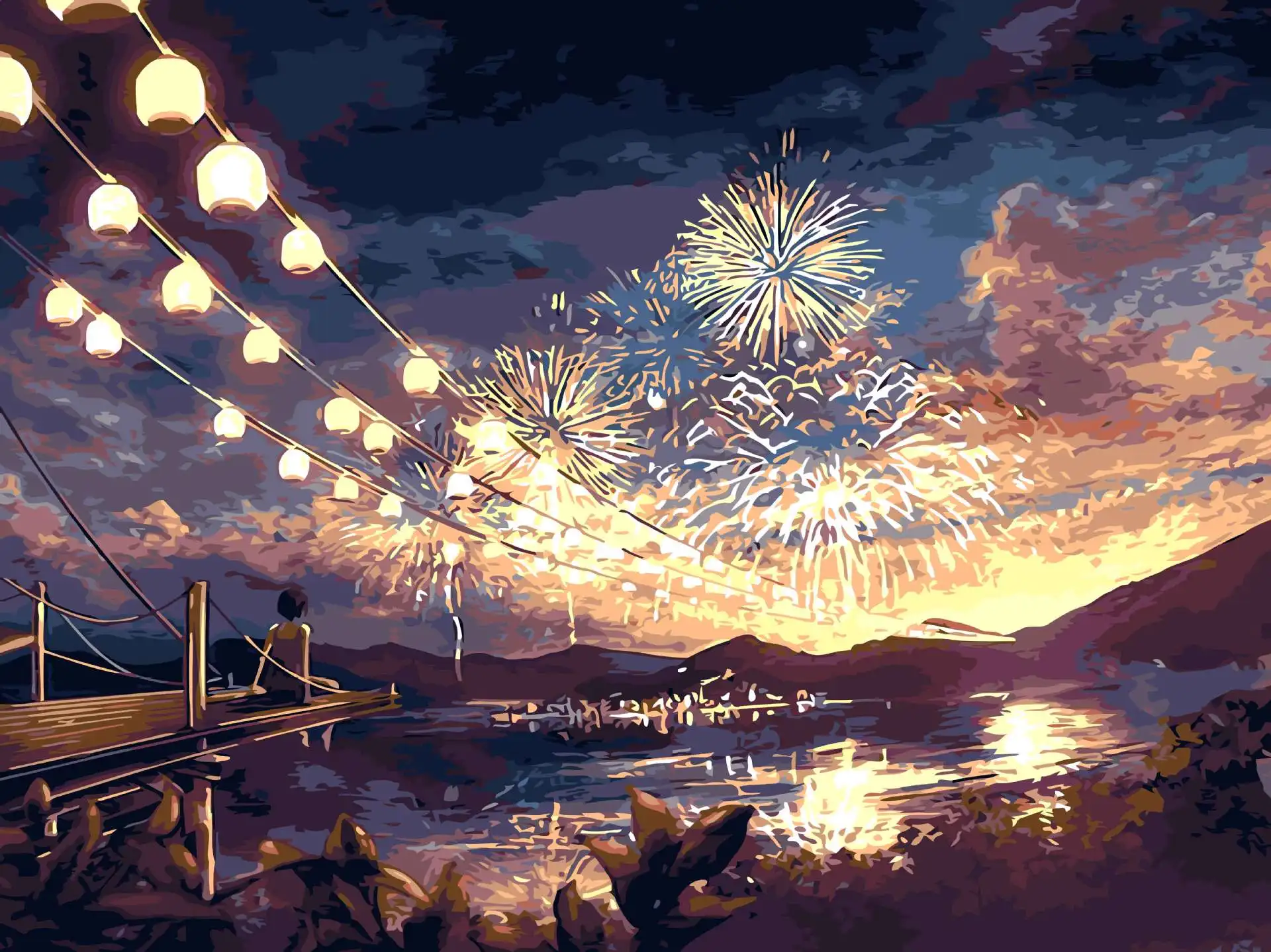 

147383-Tulip diy digital oil painting oil painting acrylic flower painting explosion hand-filled landscape painting