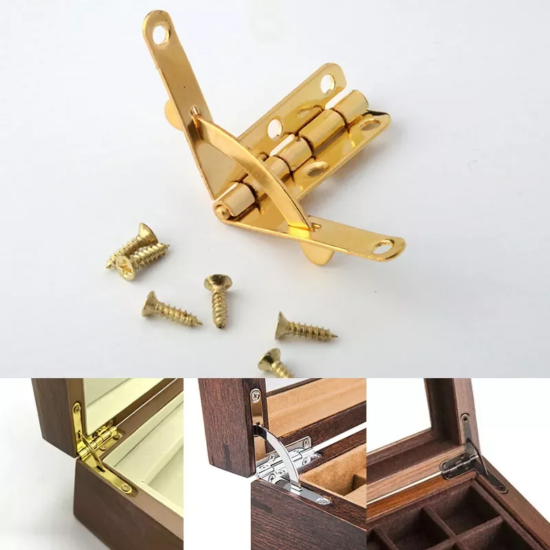 

Antique Bronze Gold Silver Color Hinge Support Frame Jewelry Wine Case Wooden Gift Box Lid 90° Spring Furniture Hardware