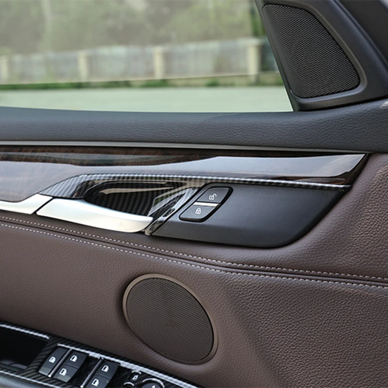 

4X Carbon Fiber Inner Door Handle Bowl Stickers For BMW X5 F15 X6 F16 2015-2018
