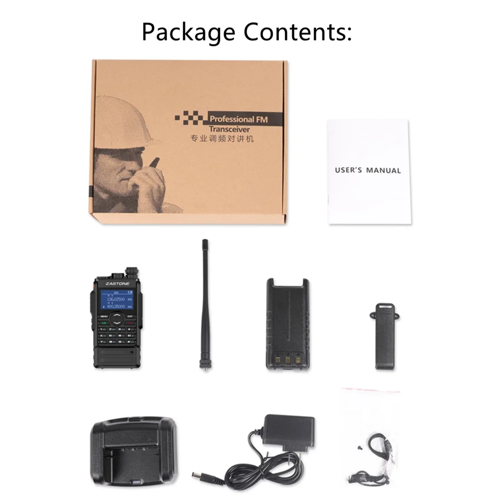 Zastone M7 136-174 400-480MHz 250 Channels Dual Band Walkie Talkie With 2600mAh Battery Professional FM Transceiver Ham Radio