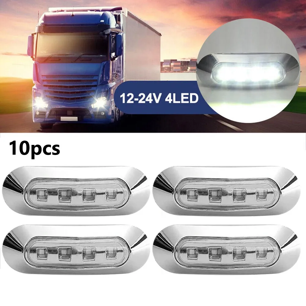 

10x 4 LED Clearance Lights Side Marker Lamp White Trailer Truck Caravan Signal Light White LED Side Marker Car External Lights