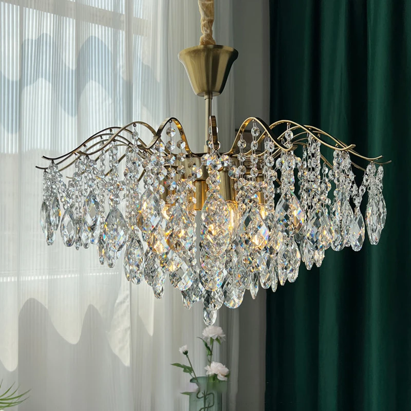 

Led Art Chendant Pendant Lamp Ceiling Light Modern French Style Vintage Luxury Crystal Lustre Dining Home Decor Bedroom Hanging