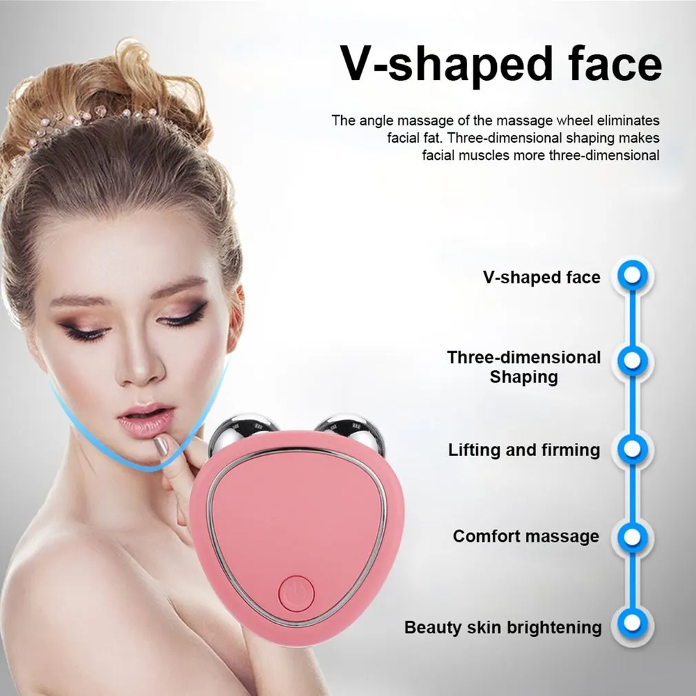 

Household Facial Micro-current Beauty Instrument Portable Lifting Skin Face-lifting Edema Double Roller Massager Face Massager