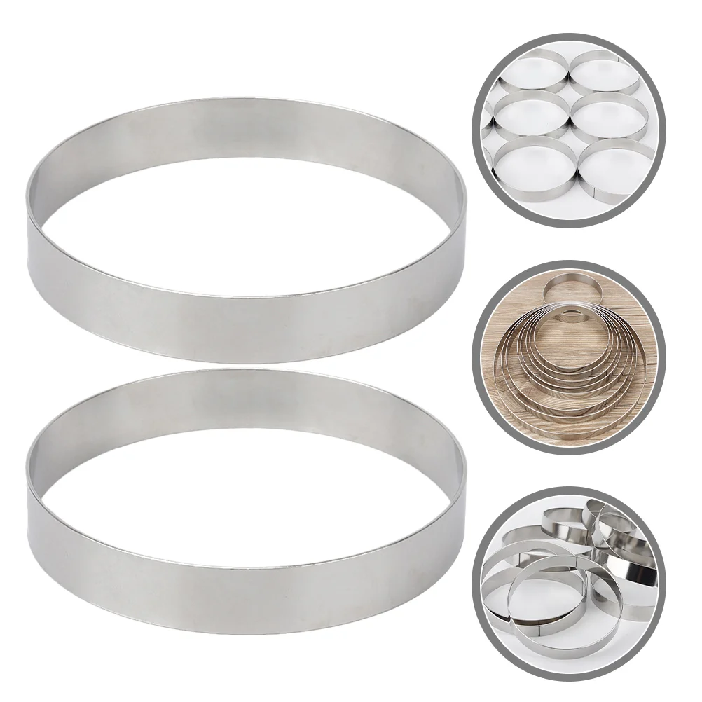 

2 Pcs Round Pastry Rings Circle Stencil Stainless Steel Mousse Ring Cookie Cake Pizza Sprinkler Washable Metal Molds