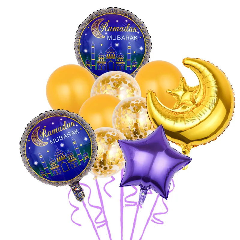 

Eid Mubarak Balloons Moon Star Foil Balloon Ramadan Decoration for Home Islamic Muslim Party Kareem Festival Party Supplies