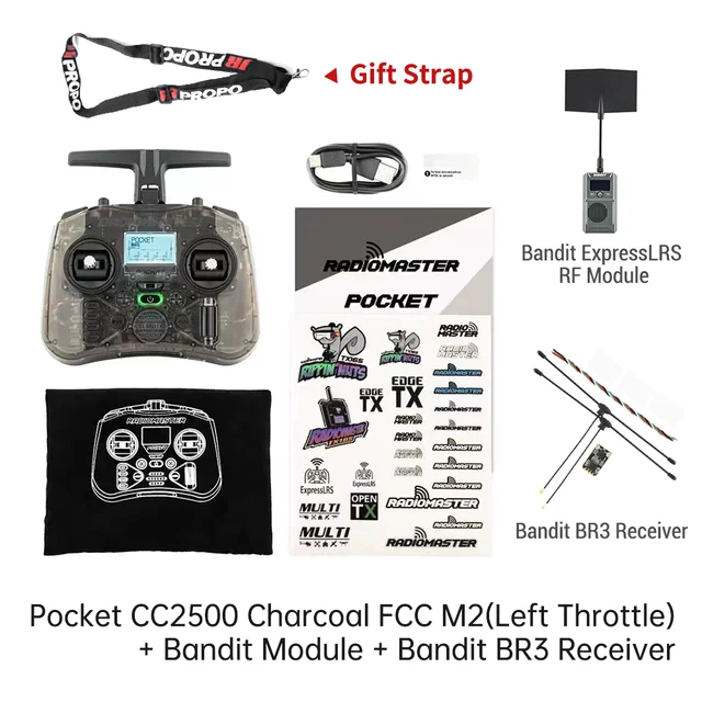 Radiomaster Pocket CC2500 Charcoal + Bandit module + Bandit BR3 receiver
