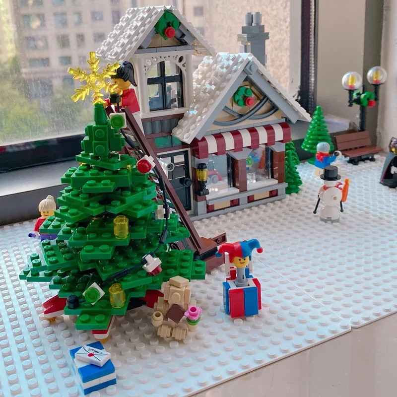 

City Christmas Creative Winter Village Toy Shop Have Figures10249 Friends Building Blocks House Santa Claus Bricks Kids Toy Gift