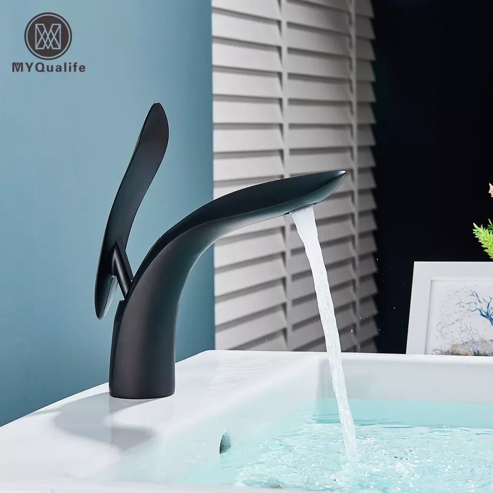 

Free Shipping Nordic Style Brass Washbasin Basin Faucet Light Luxury Style Simple Creative Copper Faucet Under Counter
