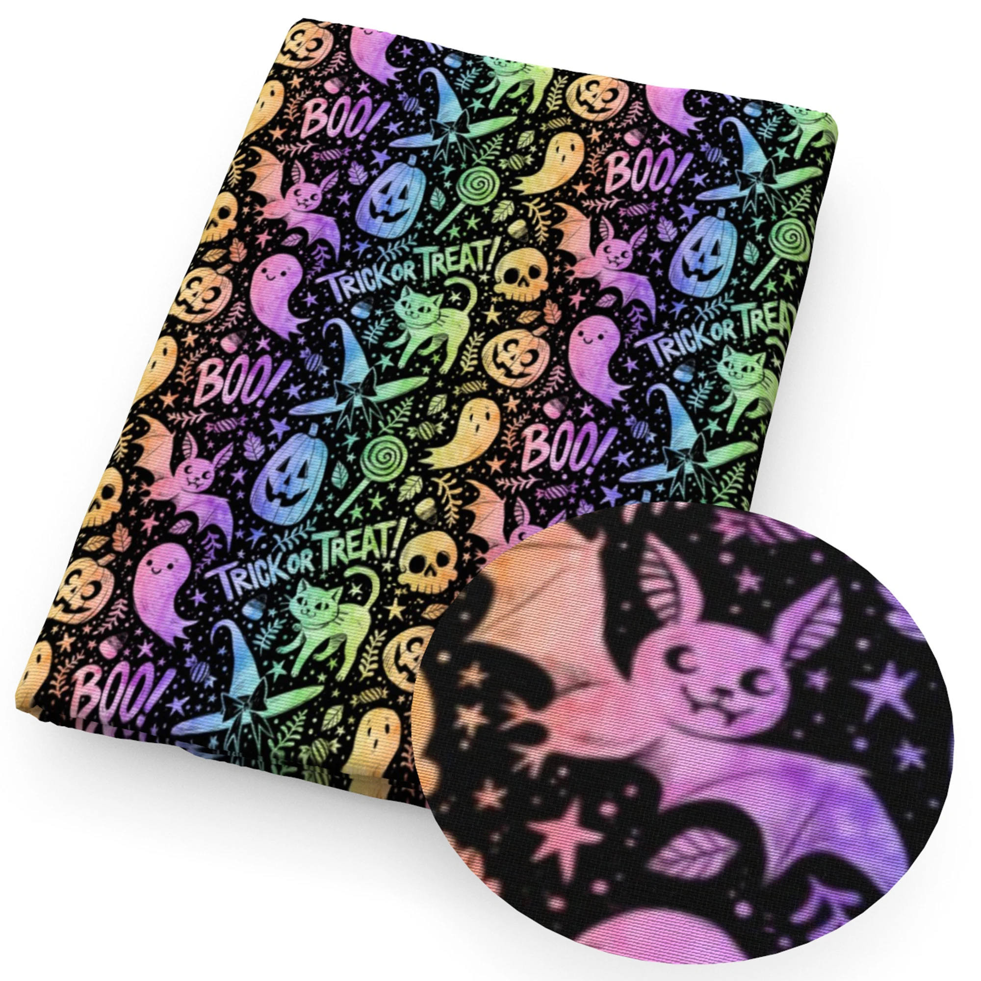 Хэллоуин летучая мышь Тыква Печатный полиэстер Чистый хлопок Материал Лоскутная