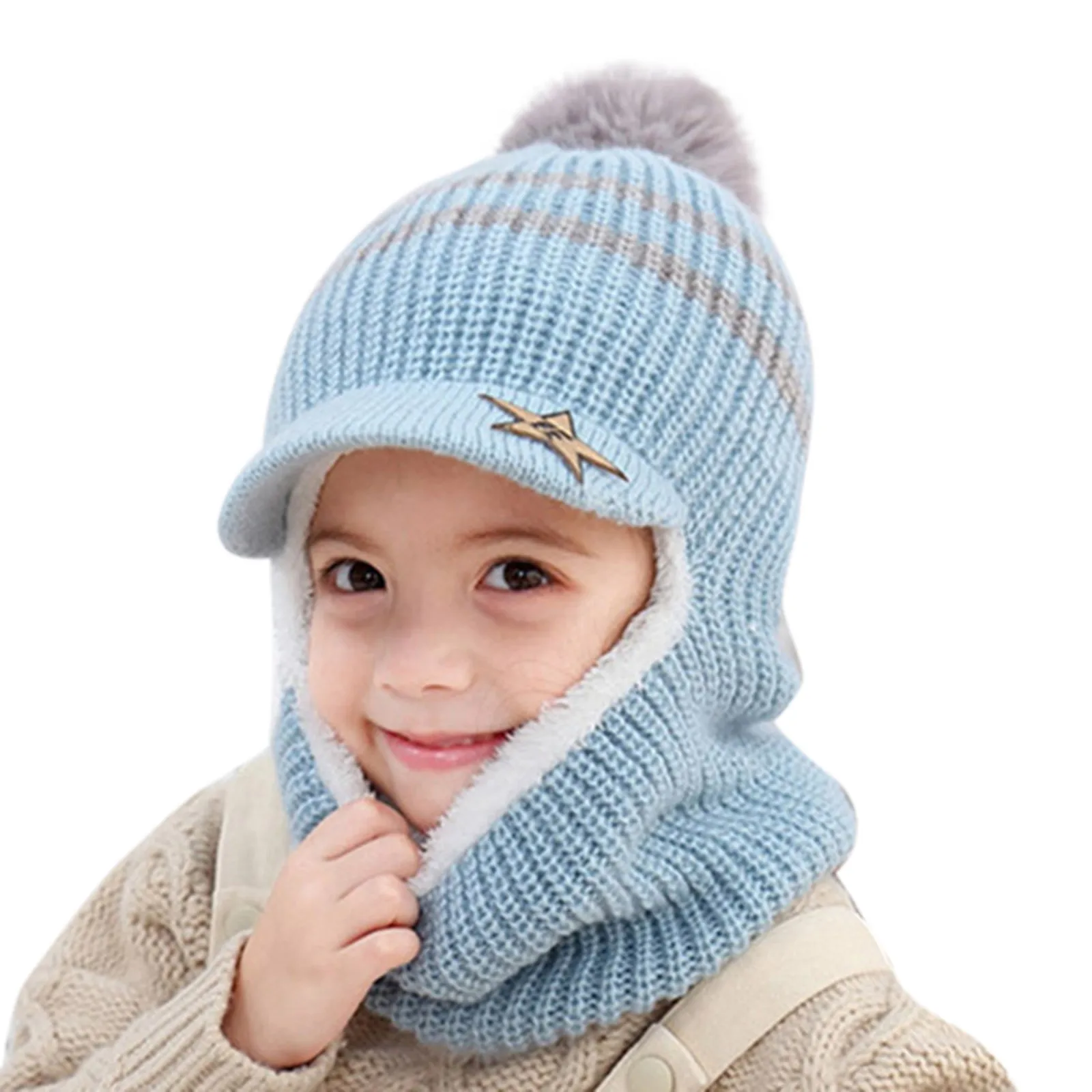 

Earflap Hat Baby Cycling Windproof Winter Hood Knitted Ski Kids Toddler Caps Hat Thermal Toddler Stocking Cap Kids Hunting Hats