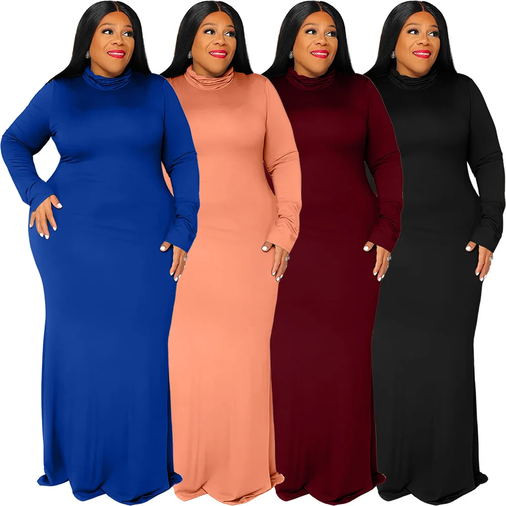 

2023 African Casual Women's Dress High Neck Large Size Dresses