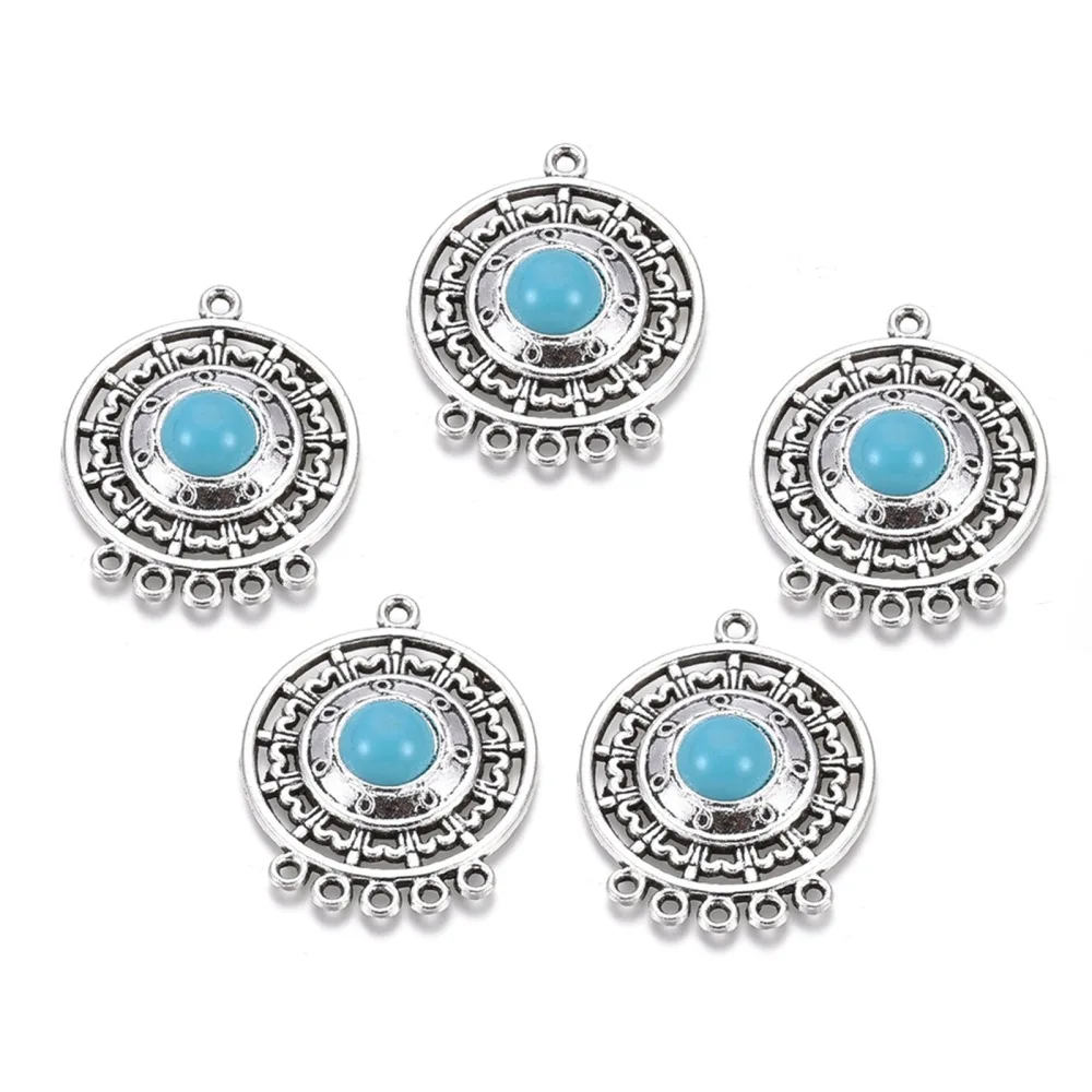 

10pcs Alloy Flat Found Chandelier Component Links Antique Silver Color Charms Links for Necklace Dangle Earring Making,Hole:2mm