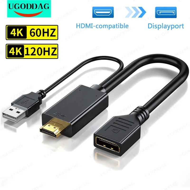 

Кабель-преобразователь HDMI-Displayport 4K HDMI2.0, адаптер для ПК, ТВ-приставки, Xbox, PS4, PS5, проектора ноутбука, кабель HDMI-DP