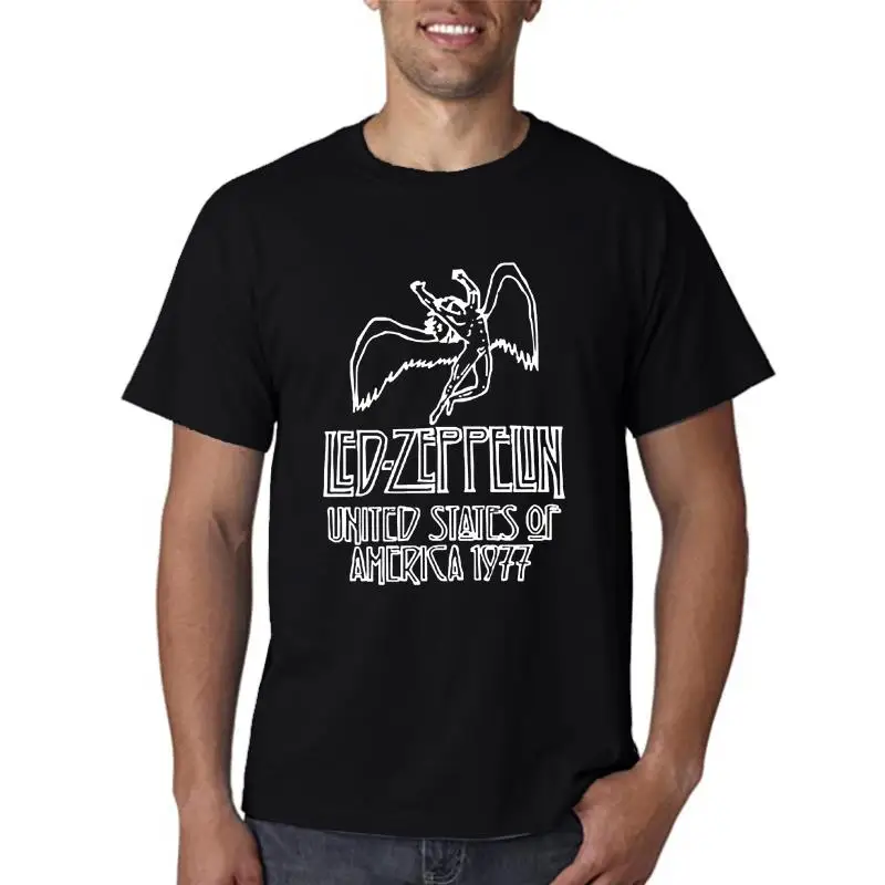 

Summer Led-Zepplin Vintage Shirt Black White Tshirt Men'S Free Shipping Short-Sleeved Tee Shirt
