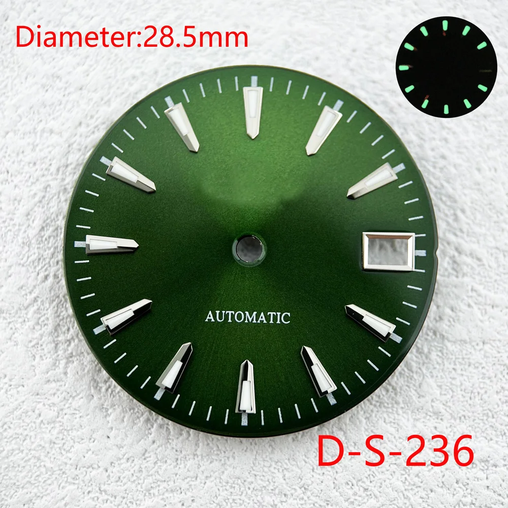 28.5mm Green/Blue Luminous Modification  Dial Watches Accessories for NH35 NH36 Automatic Movement With S Logo Customizable Logo