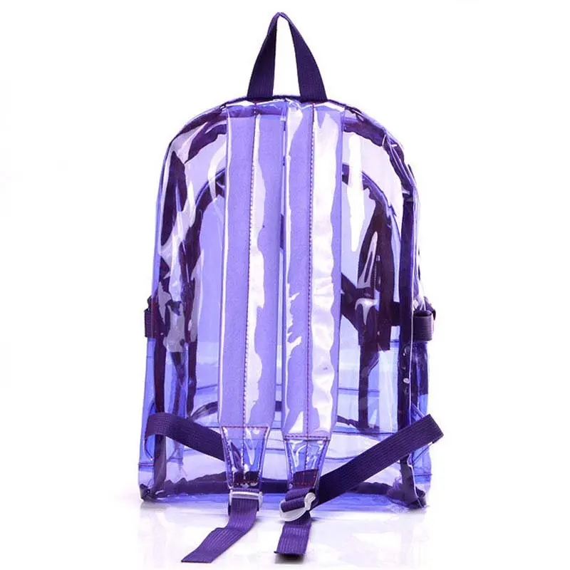 Women`s Clear Backpack Transparent PVC Backpack Waterproof Bags Student School bags - Purple