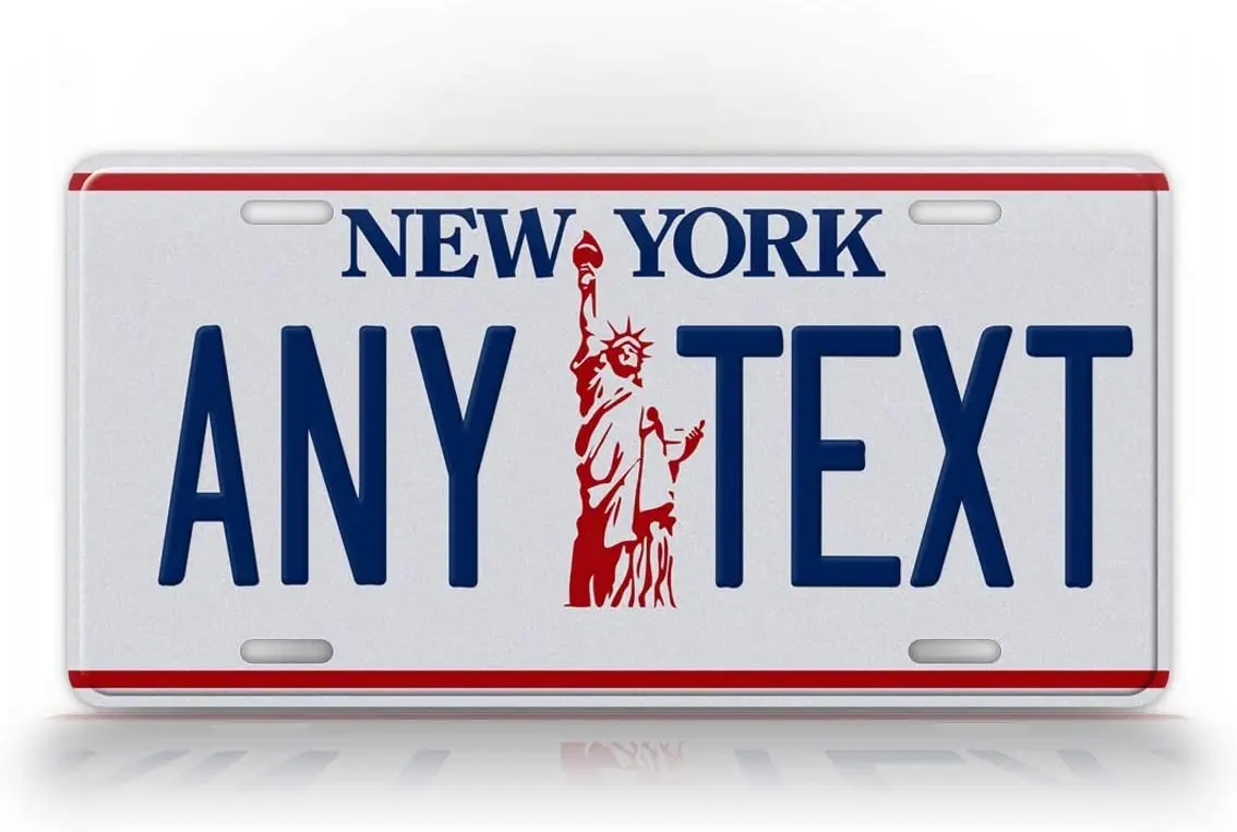 

Metal License Plate Sign New York License Plate Statue of Liberty Any Text Custom Wall Decoration Home Decoration 15x30cm