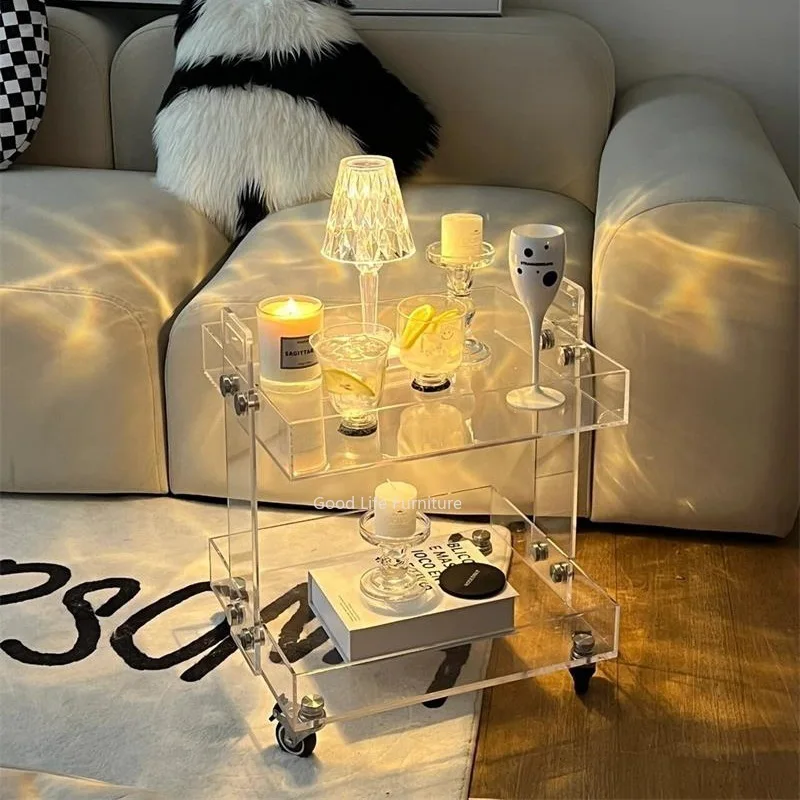 Акриловая тележка средний стеллаж для хранения с колесами можно перемещать по