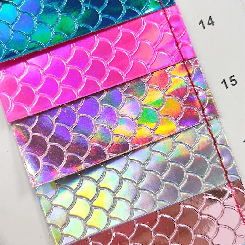 

Metallic Embossed Faux Leather Roll Holographic Iridescent PU Leather Sheet For Shoes/Purse/Wallets DIY Crafts Designer Fabric