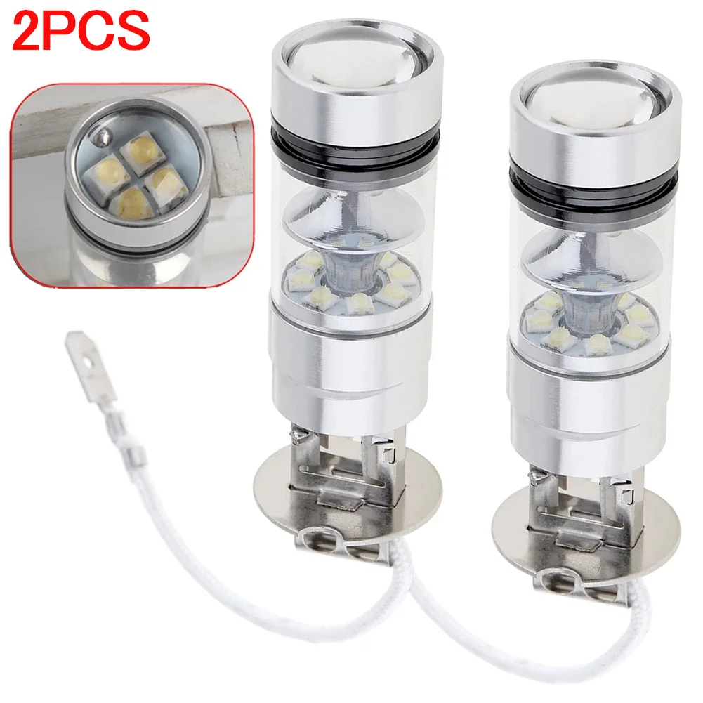 New 2pcs H1 H3 LED Fog Light 100W Super Bright Chips Car Driving Bulb 12/24V White Driving Headlight 1100LM White Car Fog Lamp