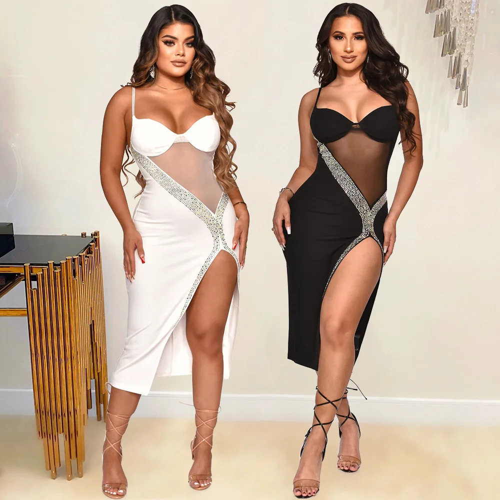 

Сексуальное квадратное платье HOUZHOU, женские сетчатые мини-платья с рукавами-фонариками, женские облегающие платья с рюшами и открытой спино...