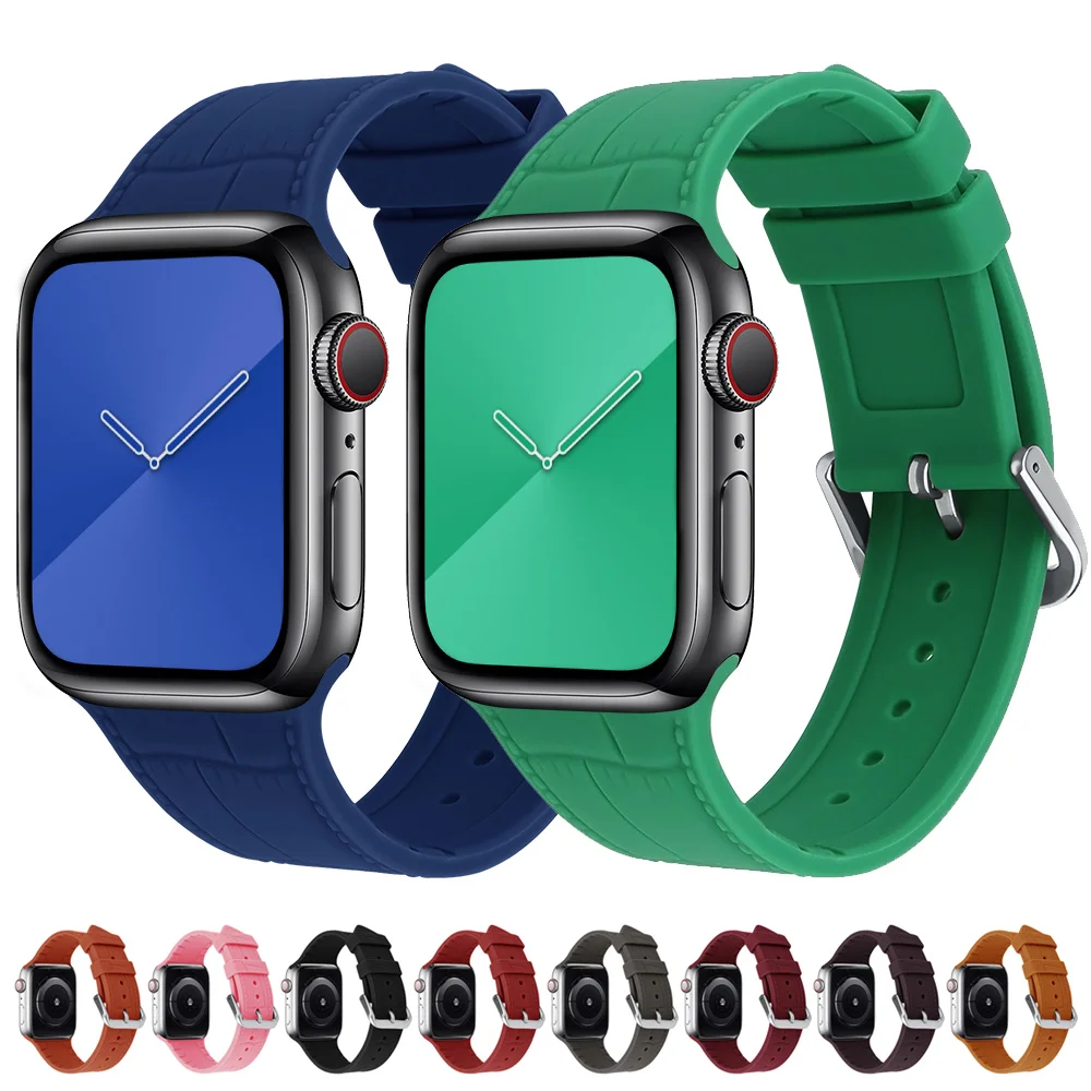 

Rubber Sport Strap for Apple Watch Band 45mm 41mm 44MM 40MM 38MM 42MM Bracelet Accessories belt to iWatch Series 7 Se 6 5 4 321