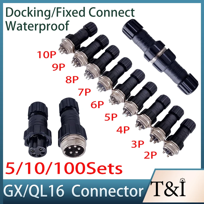 

16mm QL16/GX16 IP65Waterproof Aviation Plug Plastic Case Anti-electric Shock Docking&Panel Mounted Connector With 2-10 Metal Pin