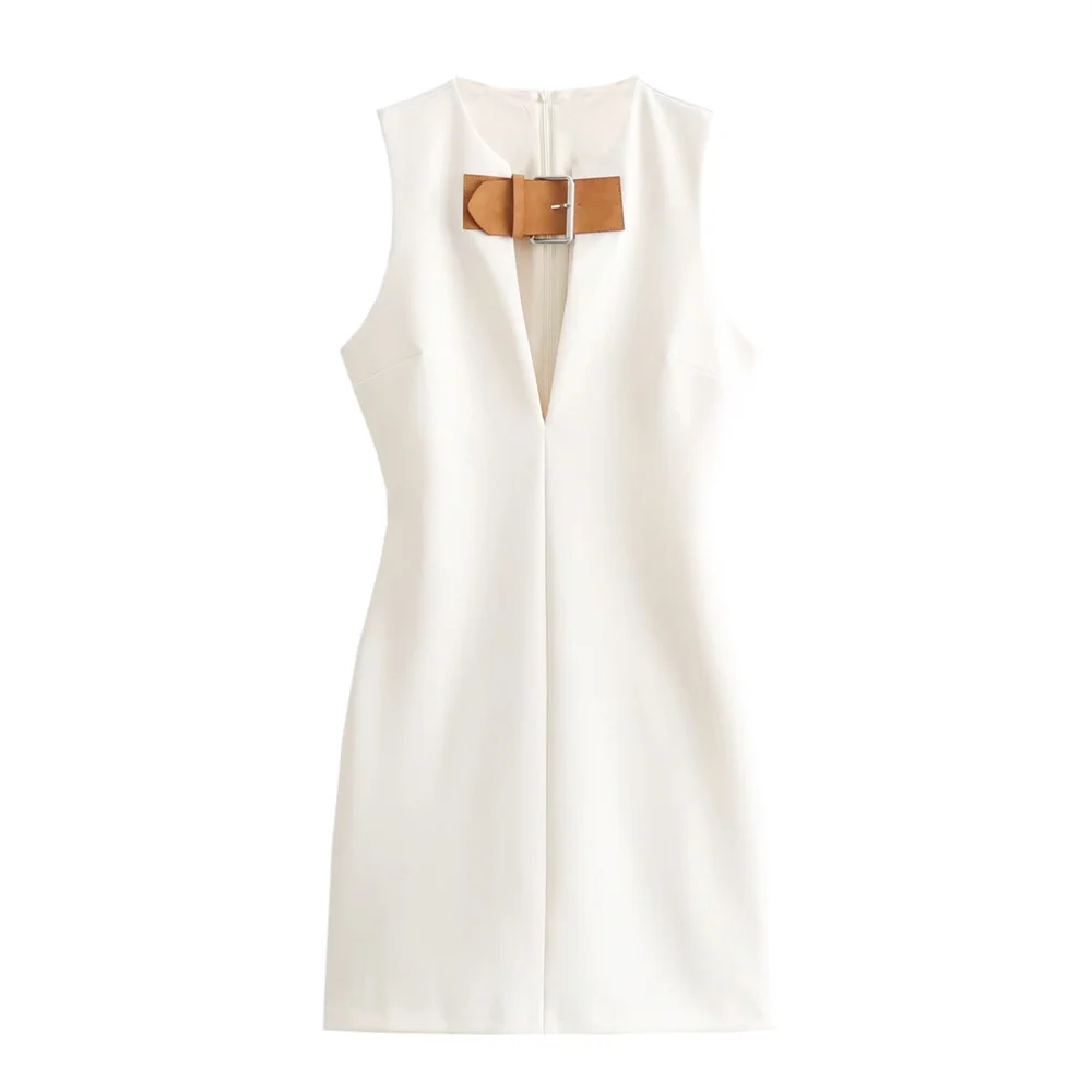 Летнее Новое Женское модное Стильное облегающее однотонное платье UNIZERA2024 без