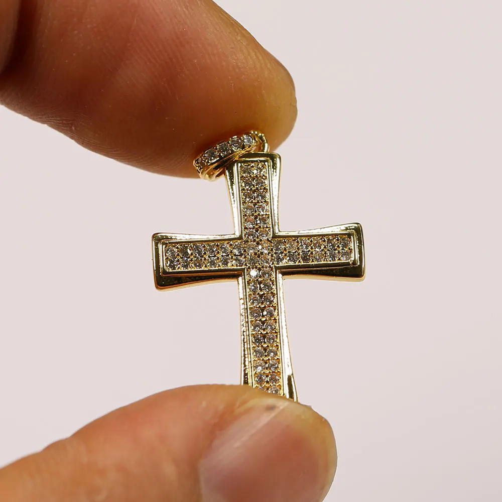 APDGG 5Pcs Natural Micro pave CZ Paved Virgin Mary Crucifix Religious Cross Pendant Charms For Necklace Jewelry Making DIY