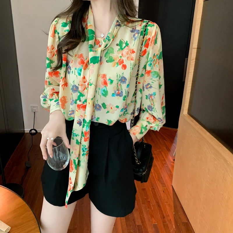 

Весенняя женская рубашка, одежда, Цветочная шифоновая рубашка, топ, модная женская рубашка 2022, летние рубашки, женская рубашка на пуговицах, ...