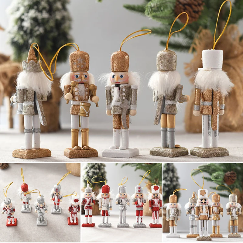 

Nutcracker Soldier Puppet Ornament Hand-Painted Wooden Crafts Christmas Tree Decoration for Home Garden Courtyard Figurines