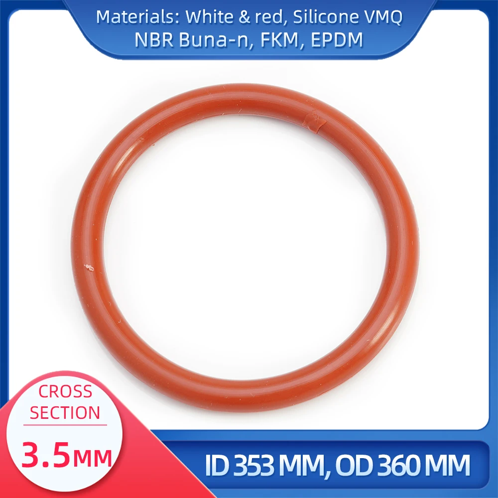 

O Ring CS 3.5 mm ID 353 mm OD 360 mm Material With Silicone VMQ NBR FKM EPDM ORing Seal Gask