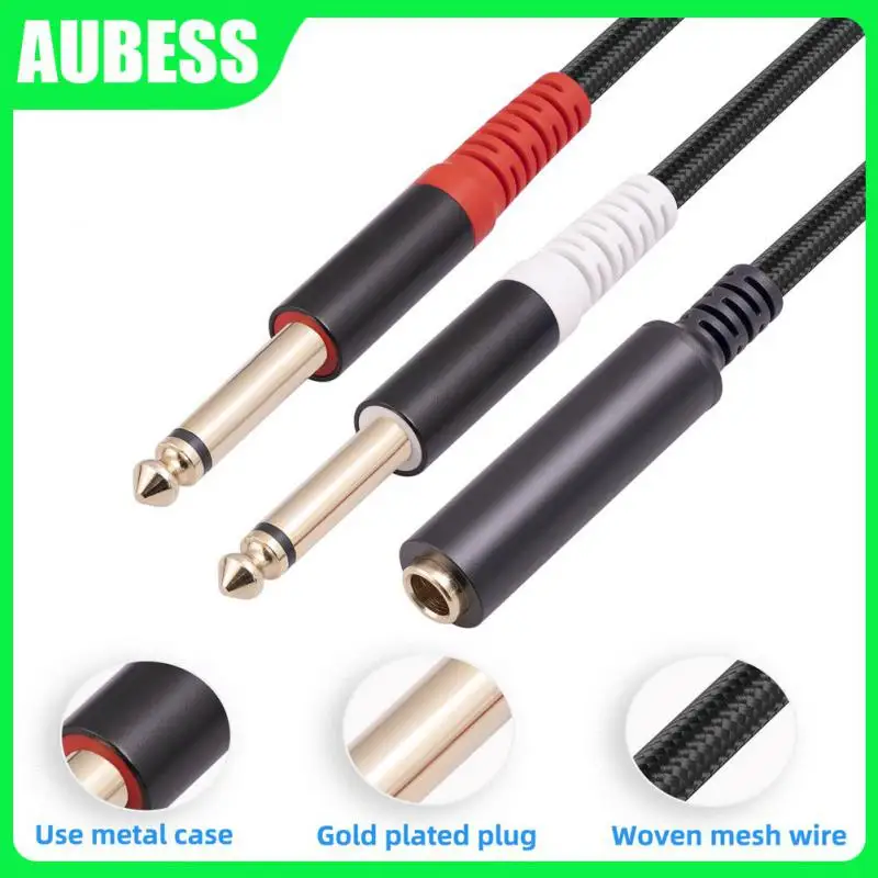 

1pc Noise Reduction 6.35 Male Stereo Anti-interference Bifurcated Audio Line Trs Plug Dual Rca Mother New Audio Accessories 2023