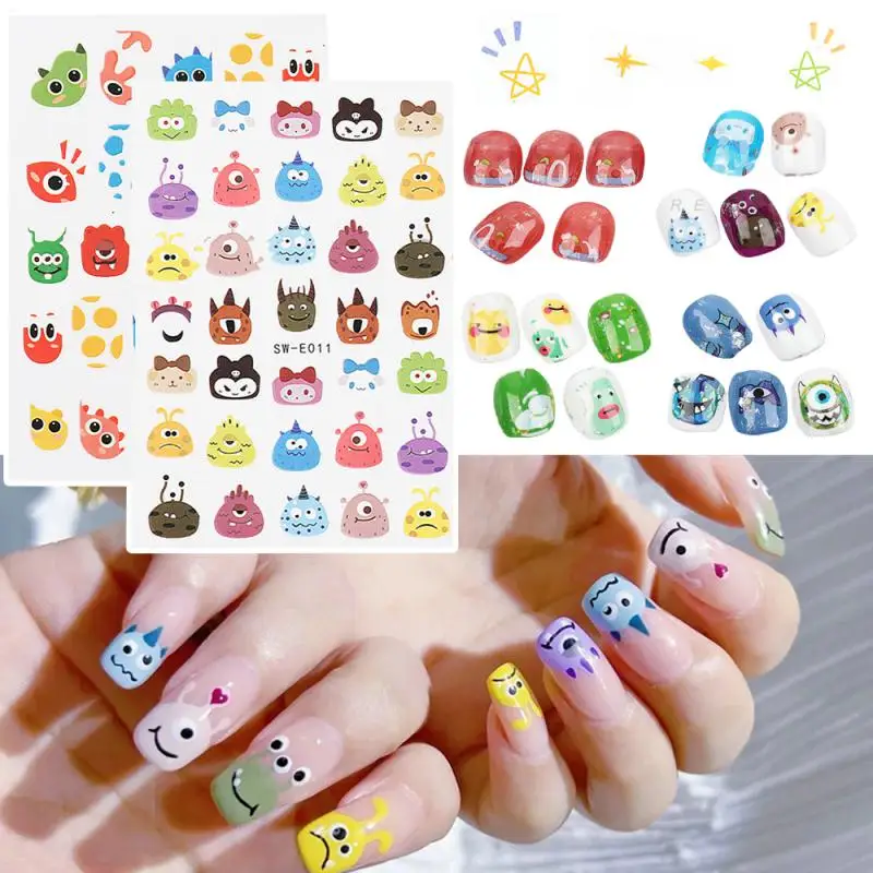 

2pcs Cartoon Nail Stickers Nail Decals Manicure Transfer Nail Art Decorations Adhesive Cartoon Design Manicure Nail Accessories