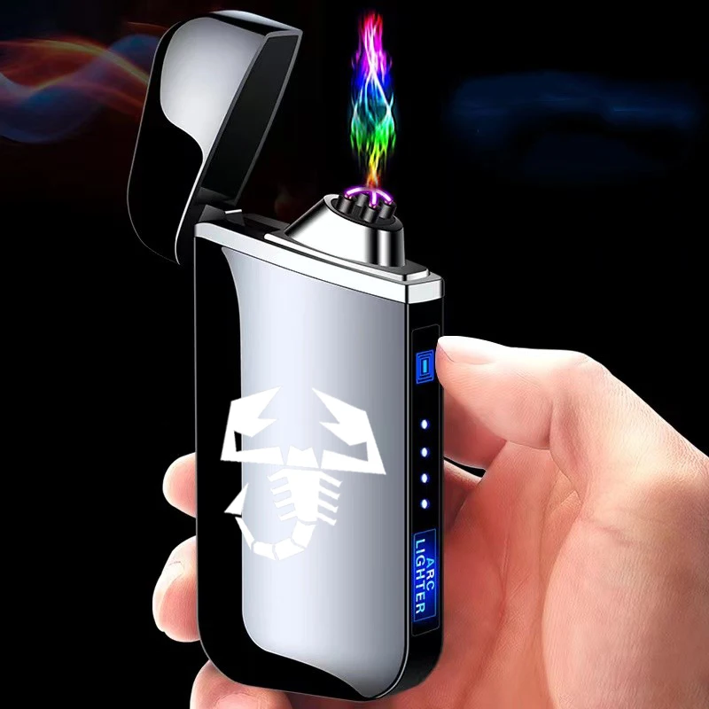 

Abarth Metal flameless electric LED power display touch-sensitive dual-arc plasma USB lighter car accessories