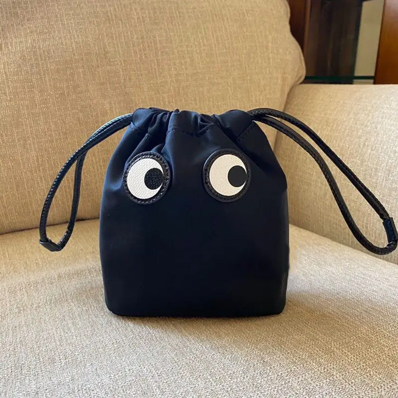 

Drawstring Cosmetic Handbag Nylon Waterproof Storage Bag Cartoon Big Eyes Portable Make Up Case Sundries Organizer Travel Pouch