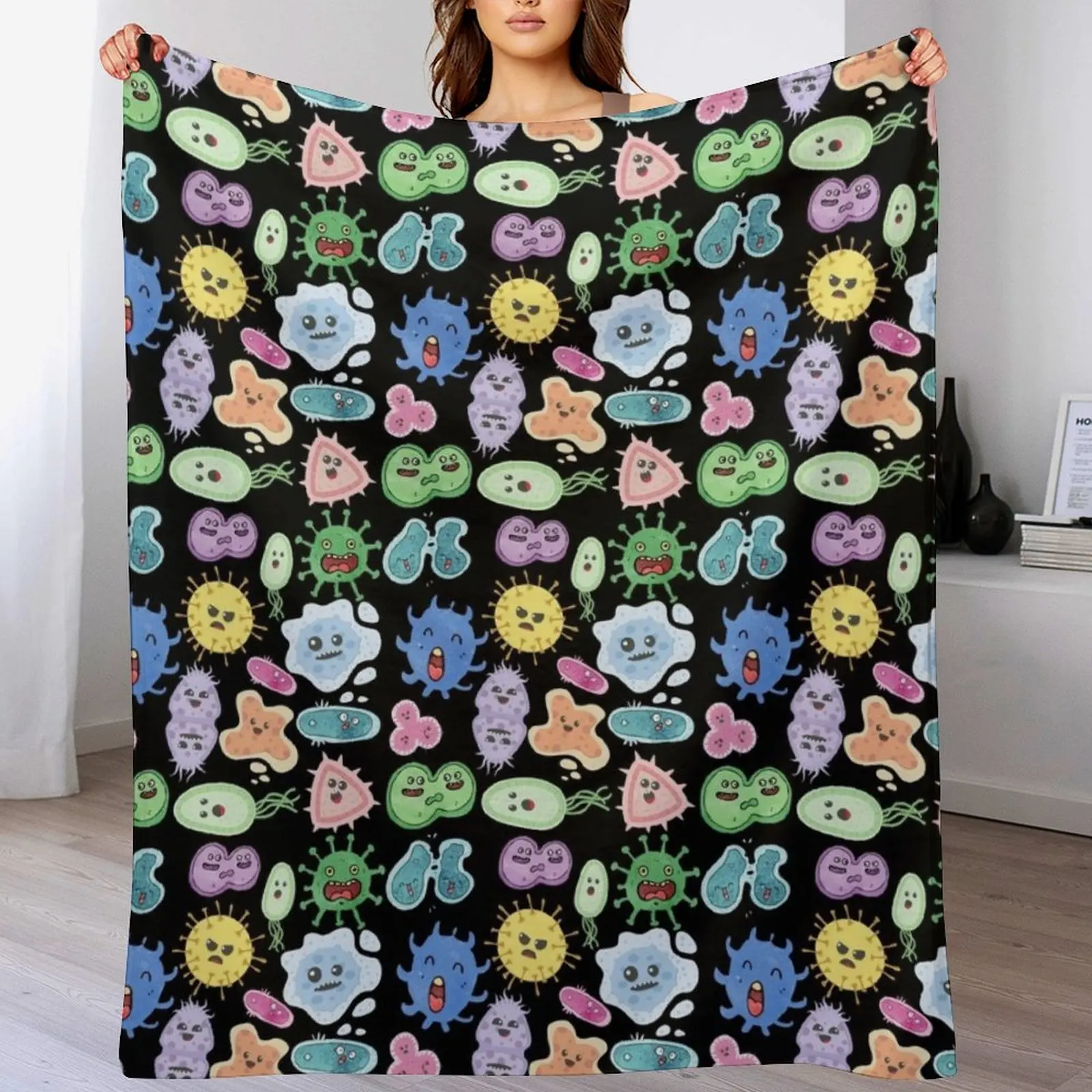 Симпатичные микробы бактерии вирус набор наклеек с бесшовным рисунком