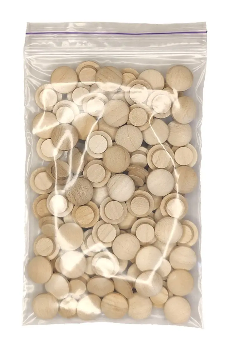 Заглушка деревянная на отверстие D 40 мм береза (5 шт/уп).