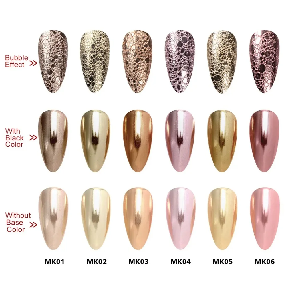 Bubble Nails золотистый зеркальный порошок Волшебное зеркало блеск для ногтей